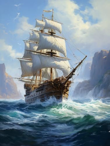 Taxpy Tableau art déco Voilier naviguant sur la mer,40 * 60cm Sur Toile impression peinture Affiche Photo Image affiche d'art mural salon décorations de chambre à coucher