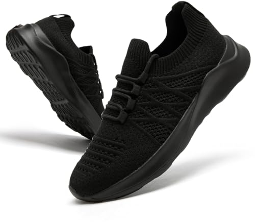 ZDFQLGV Damen Sportschuhe Tennisschuhe Laufschuhe Slip On Schuhe Wanderschuhe Fitnessschuhe Outdoor Freizeitschuhe Leichte Bequeme und atmungsaktive Schuhe Schwarz EU 37