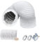 Abluftschlauch Ø100mm,3 Meter Flexible Ventilation Hose,Weiß PVC Aluminium Hose,Thickened Exhaust Hose mit 2 Schlauchschelle Edelstahl für Klimaanlagen,Wäschetrockner,Abzugshauben und Abluftkanäle