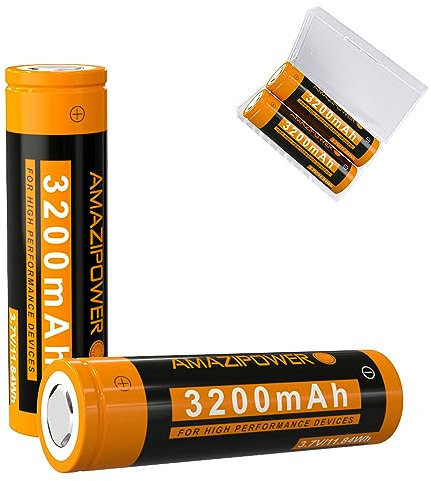 3.7Volt Rechargeable Battery Pack, 3200mAh, High Capacity, For Remote Control Car,LED headlight battery, remote control, Electronic Devices etc(2 Pack+Box) XJ (flat top)