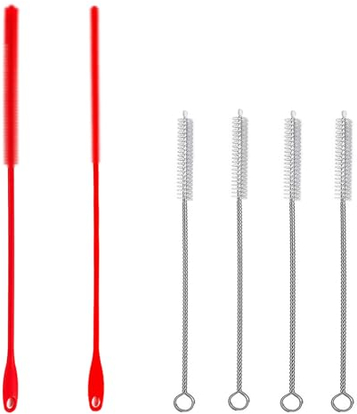 Straw Cleaner Brush,6 Pack Include 2 Silicone Straw Brush and 4 Pcs Nylon Straw Brush Cleaner,Ideal for Cleaning Straws, Bottles