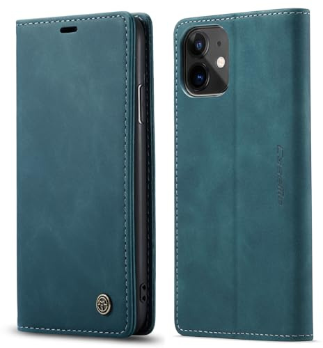 owlhold Handyhülle iPhone 11 hülle klapphülle Premium PU Leder,RFID Schutzhülle,Faltbare Ständer,Handytasche Lederhülle Kartenfach Standfunktion hülle für iPhone 11 - Blaugrün