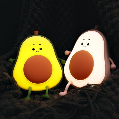 FOGARI Avocado Kinder-Nachtlicht, 3 Lichtmodi, Touch-Steuerung, Dimmbar, Silikon, USB wiederaufladbar, Grün