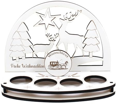 Dekolando Deko Schwibbogen Teelichthalter Pferdekutsche Personalisiert Weihnachten Weihnachtsdekoration Adventskranz Lichterbogen Kerzenbogen Schmuckbogen Adventslicht