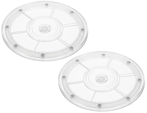 PATIKIL 8 Inch Heavy Rotating Swivel Stand, 2Pcs 360˚ Rotation Lazy Susan Turntable with Steel Ball Bearings for Model Base Rotating Plants TV Computers Monitors, Clear