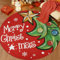 Capslpad Runder Teppich mit Aufschrift Merry Christmas, Durchmesser 120 cm, rutschfest, für Wohnzimmer, niedriger Flor, Weihnachten, runder Teppich, Bauernhaus, waschbar, für Schlafzimmer, Urlaub,