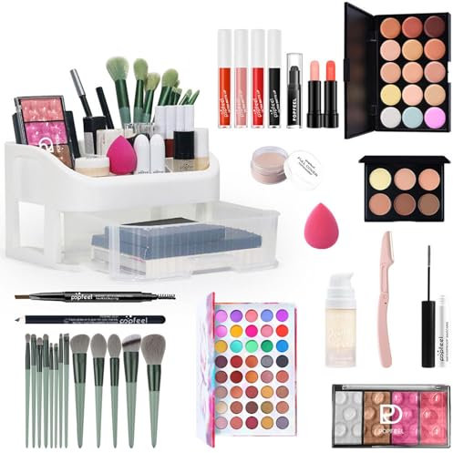 JasCherry Kit per Trucco Completo, Pacchetto Cosmetico Partenza per Donne e Ragazze, Xmas Makeup Gift Set con Palette di trucco, Rossetti, Mascara, Eyeliner, Fondazione, per l'uso Quotidiano e Viaggio
