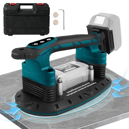 Akku Fliesenrüttler Kompatibel mit Makita 21V-Batterie, Handheld-Automatischer Kippender Vibrator mit Vergrößertem Saugnapf zum Neigen Nivellieren Legen 28000r/min (Ohne Akku)