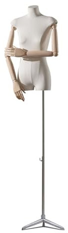 JIAYING Schneiderpuppe Damenbüste Weiblich Schneiderbüste Schneiderpuppen, Einstellbare Höhe 52-76 Zoll Schaufensterpuppe Für Kleidung Mit Abnehmbaren Holzarmen(C)
