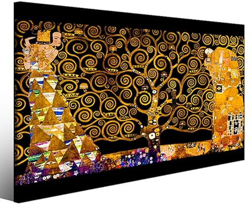 Stampa su tela Gustav Klimt/L'albero della vita 90x60 cm Intelaiato/Quadro famoso Riproduzione/Falso d'autore telaio Gallery 3 cm di spessore/Tele Klimt/Quadri Klimt