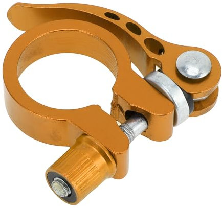 Motoforti Universal Bike Bicycle Seat Post Clamp Seatpost Collar, 28.6mm, Quick Release, Aluminum Alloy, Yellow