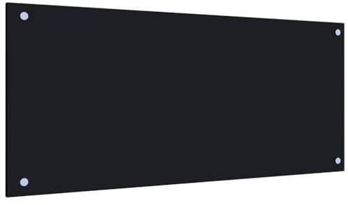 Myheimly Küchenrückwand Spritzschutz Fliesenspiegel Glasplatte Rückwand Herdspritzschutz Wandschutz Herd Küche Hartglas Schwarz,90 x 40 cm