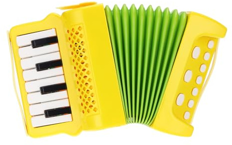 sourcing map Accordion 10 Keys Piano Accordion Mini Musical Instrument Gifts for Adults Beginners Educational, Yellow