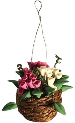 Dolls House Hanging Basket Pink/white (D4318) - 1:12 Scale Miniatures | Minimum World
