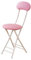 Sgabello pieghevole con schienale alto imbottito, rosa, 47 cm, compatto e resistente, sgabello pieghevole rotondo per uso domestico o esterno