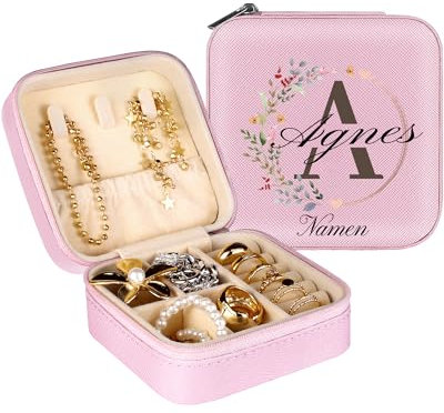 loongway Schmuckkästen für Mädchen - Personalisierte A-Z Schmuckschatulle für Frauen, Reise-Schmuckschatulle, ideal als Geburtstagsgeschenk, Brautjungfern-Geschenk, Hochzeit, Antrag