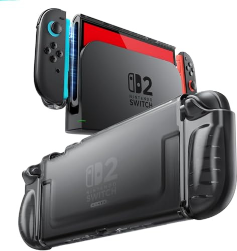 Mumba Clear Hülle für Nintendo Switch 2 2025, Transparent Schutzhülle mit TPU Griff Case Robust Cover Kompatibel mit Nintendo Switch 2 8 Zoll Konsole (Schwarz)