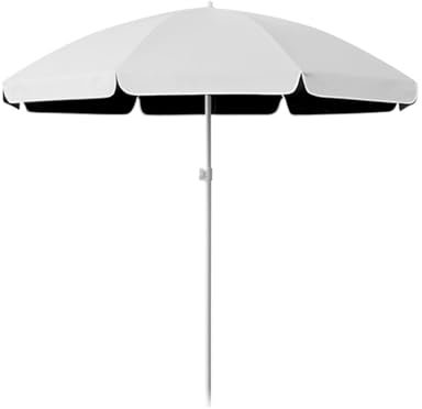 SBCGFY Parasol de Plage Blanc d'extérieur, Parasol Rond Portable, auvent imperméable à 2 Niveaux, Protection Solaire 50+, Petit Parasol de Table pour terrasse, Patio(Blanc 160 cm/5 Pieds)