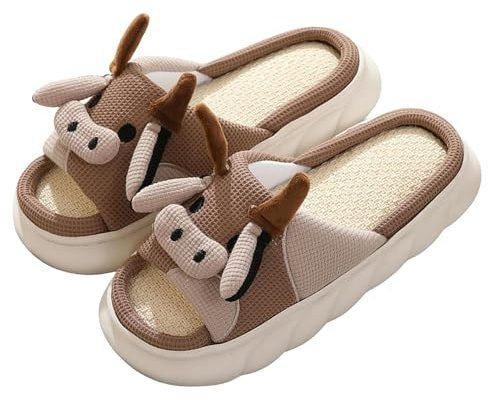 corimori Kuh Hausschuhe – Flauschige Pantoffeln im MuhKuh-Design – Lustige Plüsch Slipper - Gr. 34-44