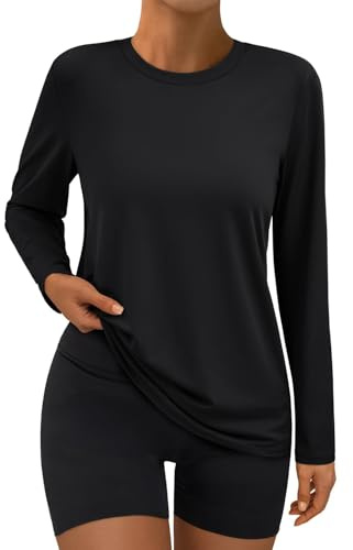 Suncife Women Long Sleeve Workout Gym Tops Athletic Yoga Loose Fit Tshirts | Breathable and Soft Fabric, Comfy to Your Skin, Loose Fit Design, Suitable for Sport and Fitness