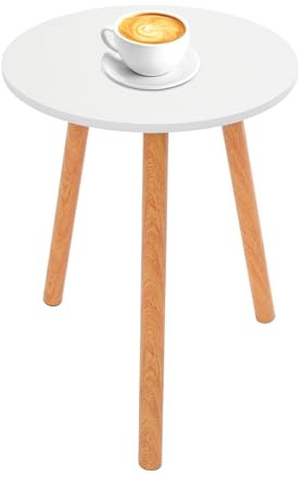 Zoobotanica Beistelltisch, Couchtisch rund,Ø 40 cm,Höhe 52 cm,Kaffeetisch,Dreibeiniger Tisch, Kleiner Sofatisch,Nachtisch Beistelltisch Holz für Wohnzimmer, Schlafzimmer, Büro (Warmweiß)