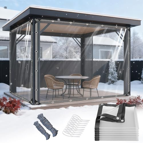 GPCHZM Transparente Plane mit Ösen 3x6m PVC Transparent Plane Wasserdicht Reißfest Abdeckplane für Outdoor Terrasse Balkon Pet Hutch Dach