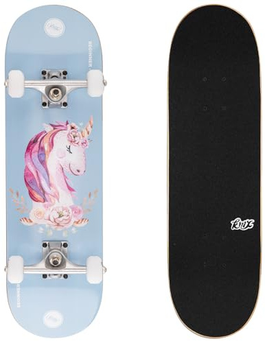 ARROW BOARD - 27,5 Zoll Skateboards für Kinder, Anfänger, Jungen, Mädchen. A-Klasse NE Ahornholz, Double Kick Concave-Deck | Profi Achsen | Cruising und Tricks(süßes Einhorn)