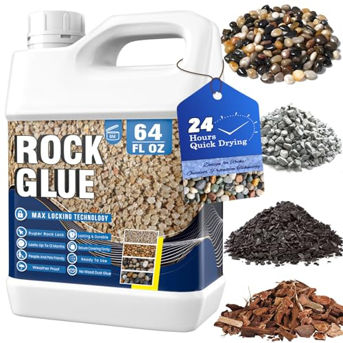 Stone Glue - 2L Waterbased Gravel Binder for Garden Ready to Use Mulch Glue for Pea Gravel, Pebble, Bonding, Garden, Bathtub Landscaping, Resin Glue, Non Toxic & Pet Friendly