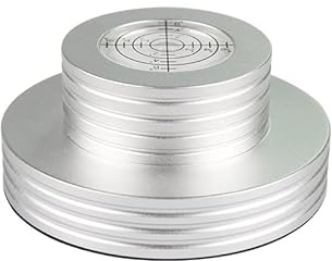 7Even Plattenspieler-Stabilizer mit Wasserwage - Aluminium-Vinyl-Schallplattengewicht - Auflagegewicht aus Aluminium für Plattenspieler