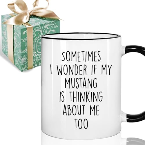 Puouoonyi Funny Mustang Mug Gift Idea for Car Lovers, Car Lover Gift for Women Men New Drivers Boyfriend Dad Husband Mechanic Coffee Mug 11oz