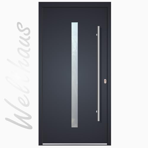 Porta d'ingresso WeltHaus in alluminio con plastica LA144 Bonn WH75 (110 x 210 cm destra interna)