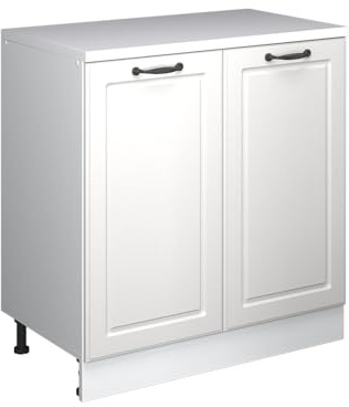 Vicco Erweiterungsschrank Rion, Weiß Landhaus/Weiß, 80 x 46 cm | ohne Schräge mit 2 Türen, kombinierbar mit Rion Dachschrägenschränken und Schrankmodulen