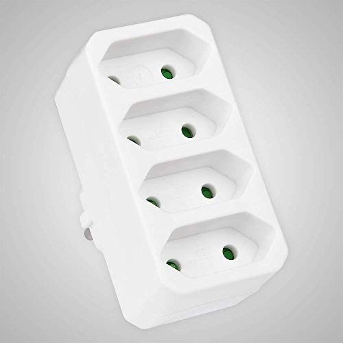 HEITECH 4 Fach Steckdosenadapter - TÜV geprüfte Mehrfachsteckdose ohne Schalter, Belastbarkeit bis max. 2300W - Adapterstecker Mehrfachstecker