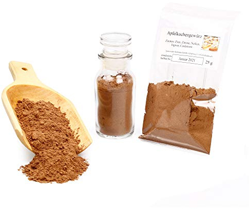 Apfelkuchengewürz, Apfelkuchen, zum Smoothie, Premium-Qualität Gewürz Kuchen backen Backzutaten, Ingwer, Ceylon Zimt, Zitronenschalen, Backgewürze, glutenfrei, 25g