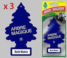 Arbre Magique Classic Solid Parfum de voiture, nouveau parfum de voiture, dure jusqu'à 7 semaines, Fabriqué en Italie, Pack 3