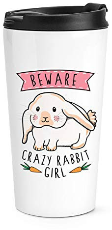 Beware Crazy Rabbit Girl Travel Mug Cup