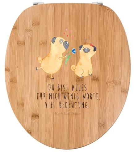 Mr. & Mrs. Panda Motiv WC Sitz Mops Verliebt - Geschenk, Möpse, Hundeliebe, Toilette, Hundemotiv, Klodeckel, Hundebesitzer, WC-Sitz, Toilettendeckel,