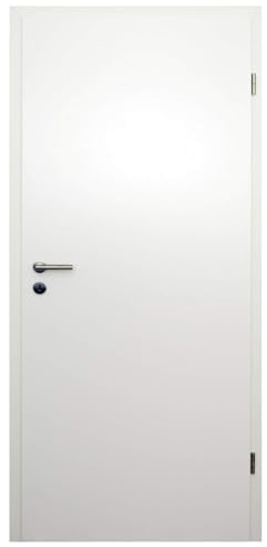 HORI Zimmertür Komplettset mit Zarge und Türdrücker I Innentür CPL Weiß I Höhe 198,5 cm I Anschlag, Breite und Wandstärke wählbar - DIN rechts - 1985 x 735 x 120 mm