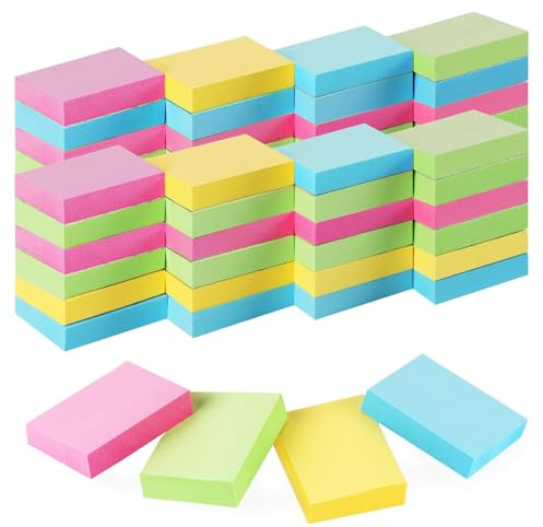 Small Sticky Notes 1.5x2 in, 50 Pads, 100 Sheets/Pad, 4 Pastel Colors