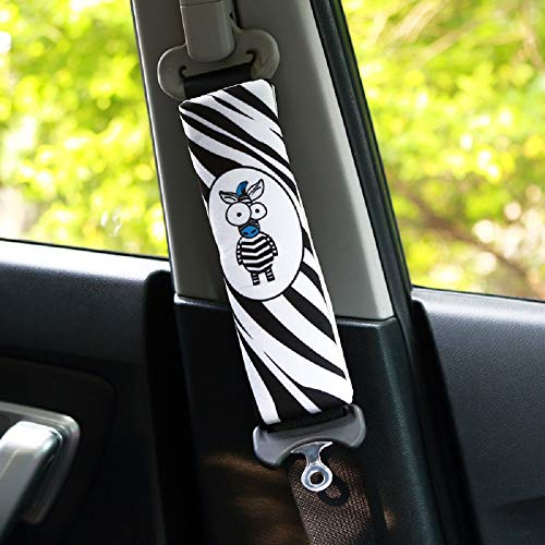 Fontee 2 Stück Gurtpolster Kinder Auto Sicherheits Sicherheitsgurt Schulterpolster Schulterkissen Autositze Gurtpolster für Kinder und Erwachsene Zebra