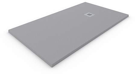 DUCHA-ES Plato Resina EXTRAPLANO. Textura Pizarra Antideslizante. Carga Mineral.80X170CM Gris Cemento RAL: 7037
