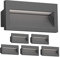 ledscom.de 6 Stück LED Wandeinbauleuchte NOLA, Downlight für außen, IP54, anthrazit matt, 140 x 70mm, warmweiß