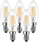 E14 LED Candle Light Bulbs, Small Edison Screw (SES) 2700K Warm White Clear Filament - Pack of 6