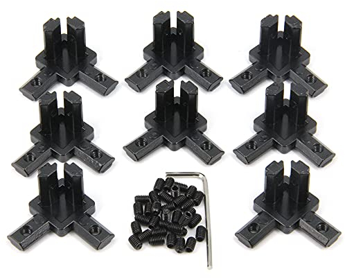 Befenybay 8PCS Schwarz 3-Wege-End-Eckwinkel-Verbinder mit Schrauben für 6 mm T-Nut-Aluminium-Strangpressprofil 2020-Serie (2020s-Schwarz)