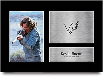 HWC Trading Wandbild Kevin Bacon Tremors Film-Geschenk, Signiert Autogramm Bild, 4 Stück, 21 x 21 cm, Querformat, Matte, Metallic, Rahmung, Wandmontage, Heimbüro