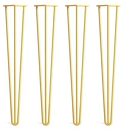 Pieds des Jambes en Epingle à Cheveux, DIY Pieds Protections de Clip Supérieures Convient aux pour Table Pied de Chaise, Doré, Paquet de quatre (Size:25cm/9.8in)