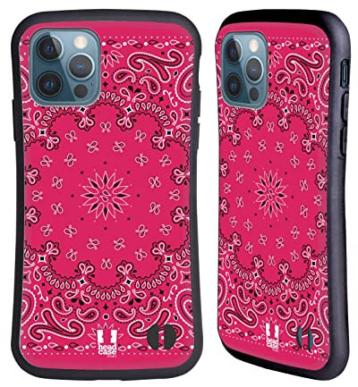 Head Case Designs Rosa Classico Paisley Bandana Classica Custodia Cover Ibrida Compatibile con Apple iPhone 12 / iPhone 12 PRO