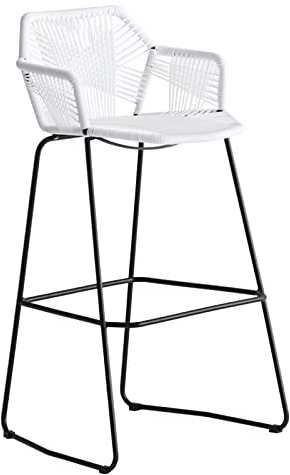 Barhocker Industrial Style mit Lehne Outdoor Sitz aus PE-rattanimitat Leicht Zusammenzubauen Rost- und Korrosionsschutz Stabilisieren 58cm/65cm/75cm