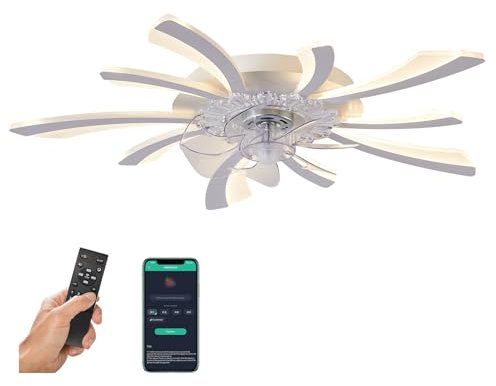 REYDELUZ Ventilador de Techo con Luz LED Regulable Lámpara de Techo Moderna con Control Remoto 3 Temperatura de Color y 6 Velocidades Ventilador De Techo con Iluminación para Dormitorio Restaurante