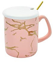 G Decor Eleonora Tasse pour thé ou café Effet marbre doré 250 ml Rose
